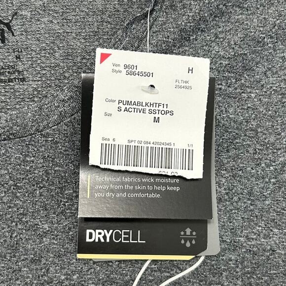 Puma Performance Heather Logo Training Tee Women's NWT Sz S Dark Gray Drycell - Picture 5 of 9